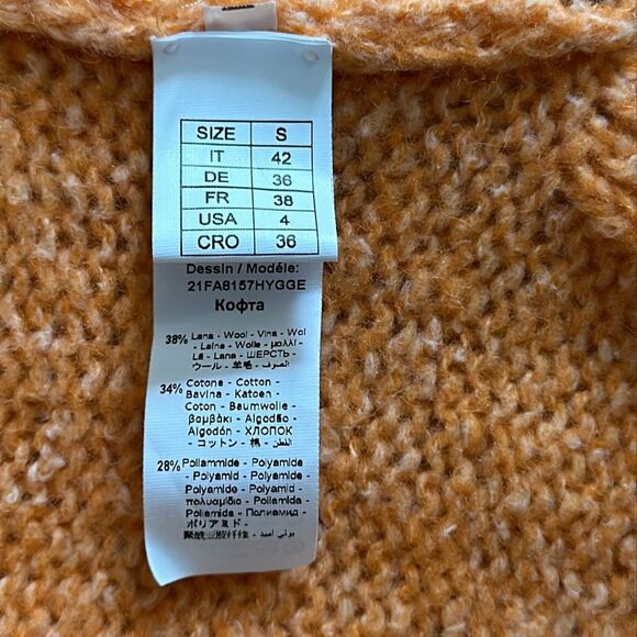 Beatrice .b Women’s Wool Blend Orange Sweater Anthropologie Oversized Size S - Picture 9 of 10